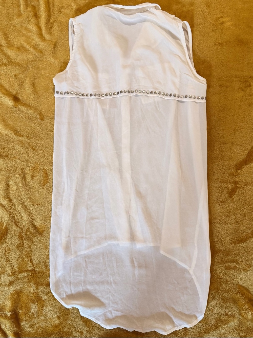 Millau Women’s Sheer Sleeveless Button-Down Blouse in White, Size XS. - Picture 7 of 12